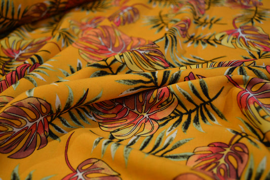 Viscose Fabric - Hawaiian Vibes- Mustard