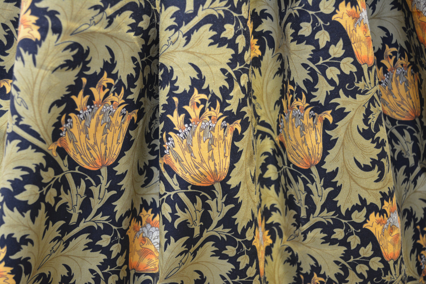 William Morris 100% Cotton Fabric - Black