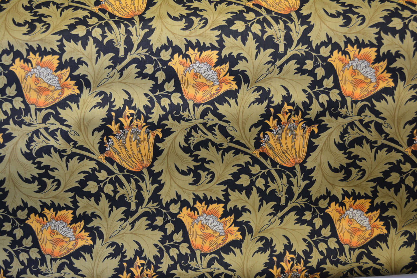 William Morris 100% Cotton Fabric - Black