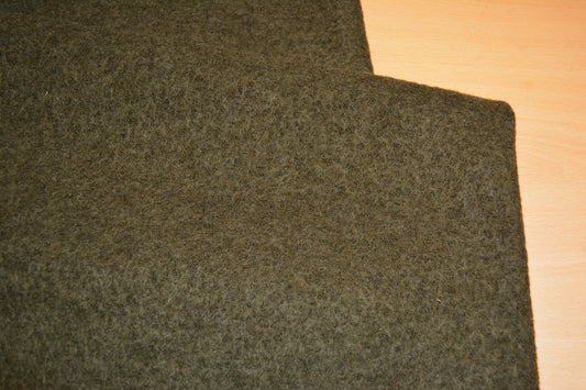 Merino Boiled Wool Fabric- Marl Moss Green