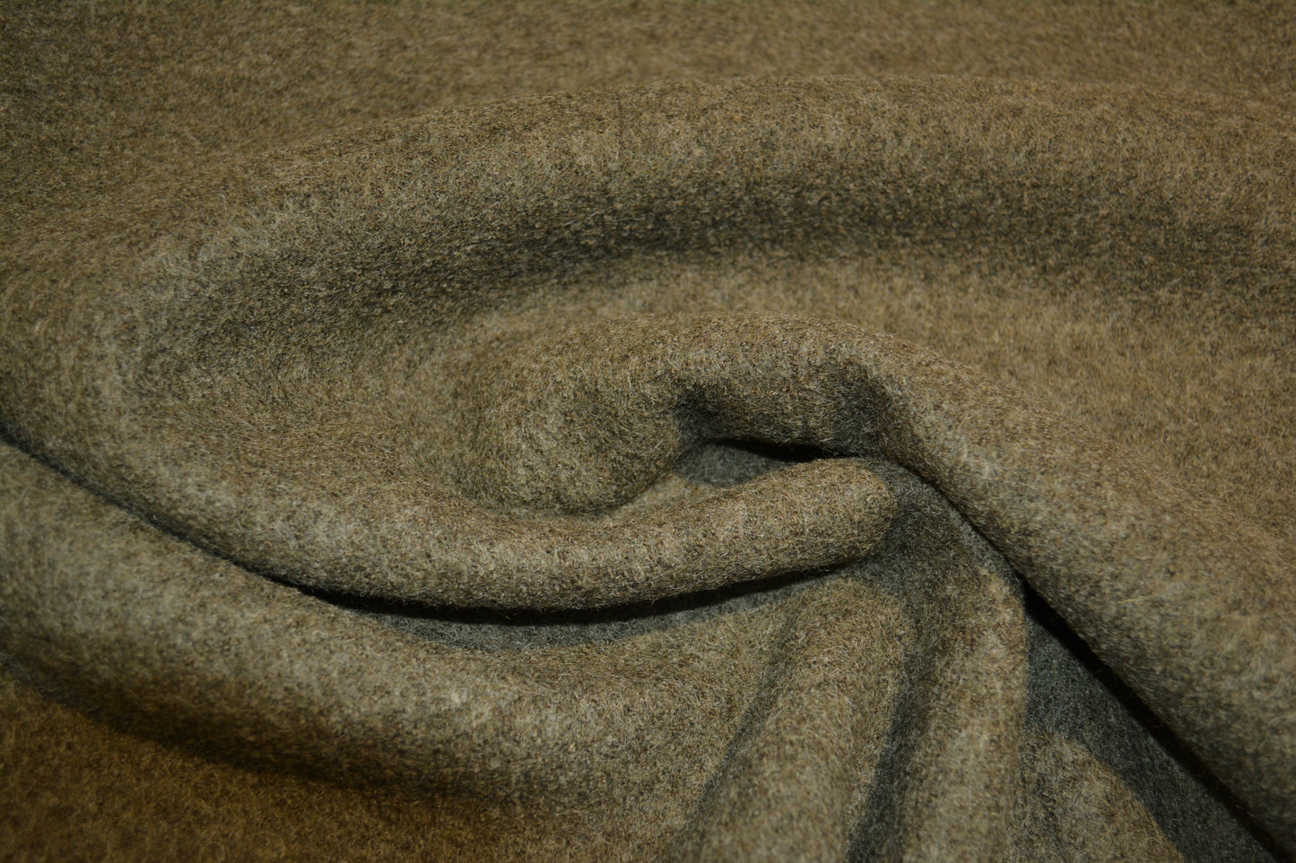 Merino Boiled Wool Fabric- Marl Moss Green