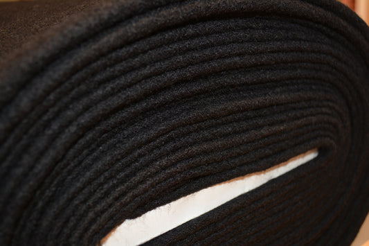 Merino Boiled Wool Fabric- Black