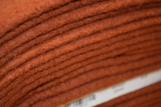 Merino Boiled Wool Fabric- Rust